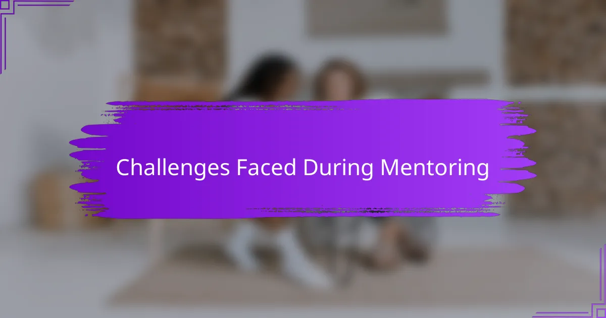 Challenges Faced During Mentoring