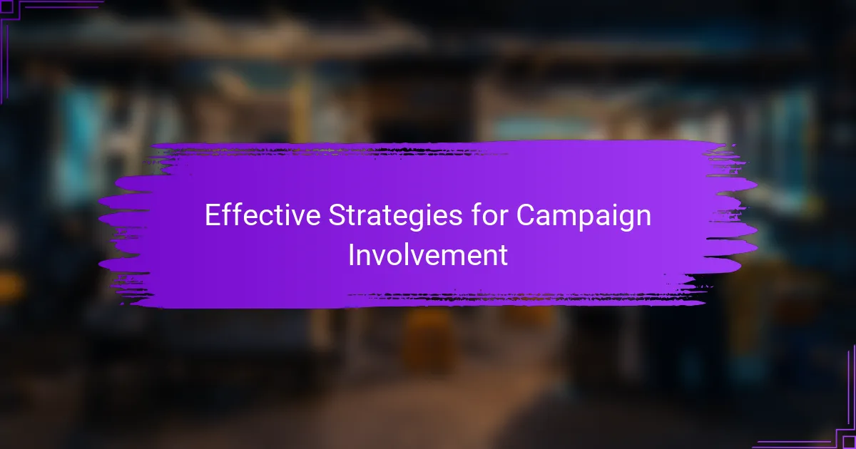 Effective Strategies for Campaign Involvement