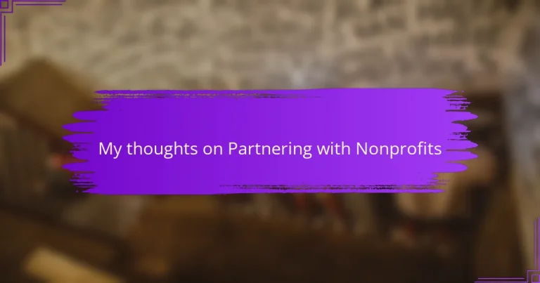 My thoughts on Partnering with Nonprofits