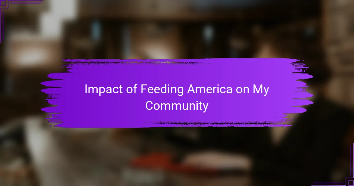 Impact of Feeding America on My Community