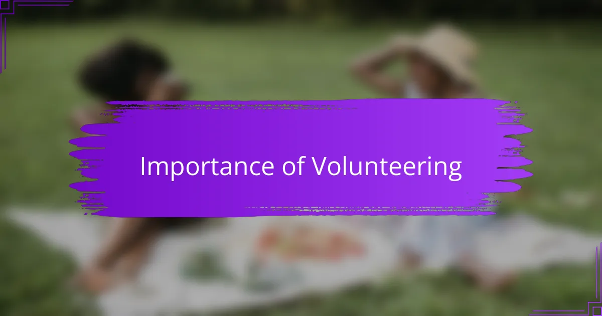 Importance of Volunteering