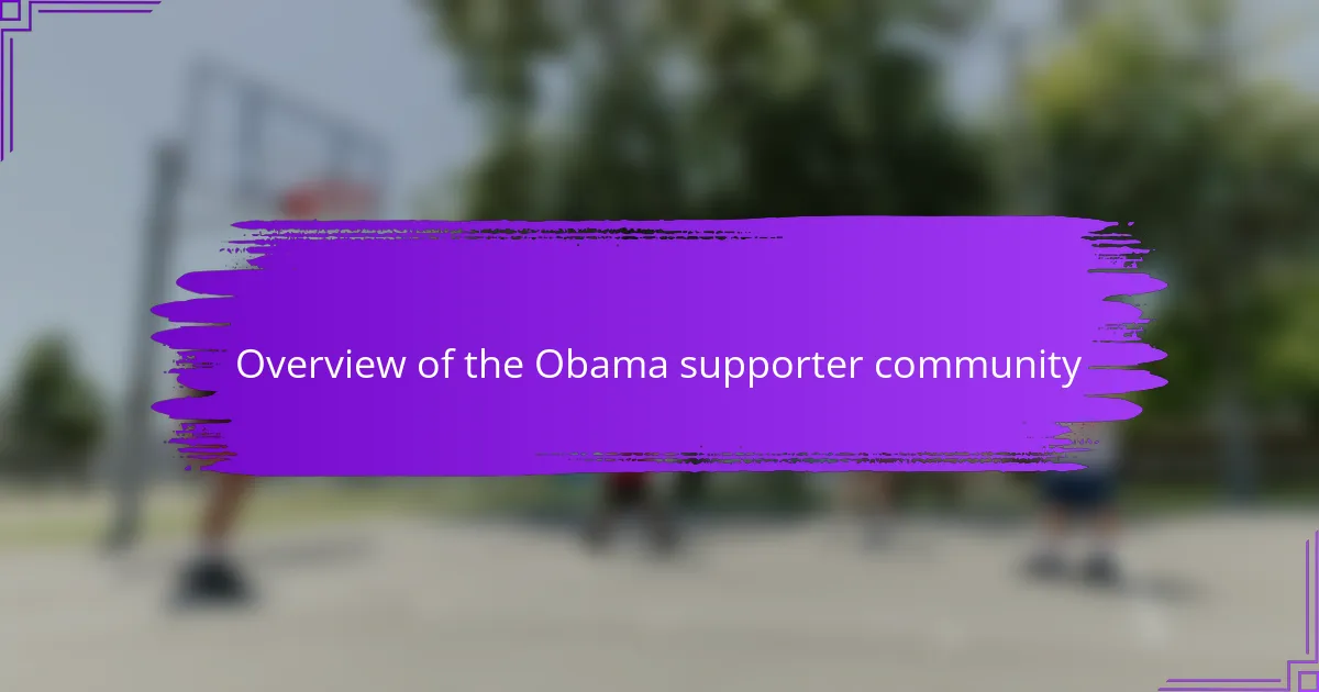 Overview of the Obama Supporter Community