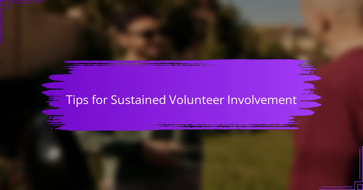 Tips for Sustained Volunteer Involvement